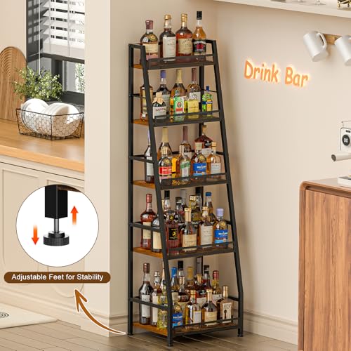 Hayexiha 5-Tier Trapezoid Liquor Cabinet Large Capacity Home Bar Stand