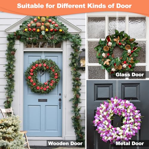 ZYSUN 12" Clear Wreath Hangers for Front Door, 2 Pack Non-Scratch Over Door Hooks