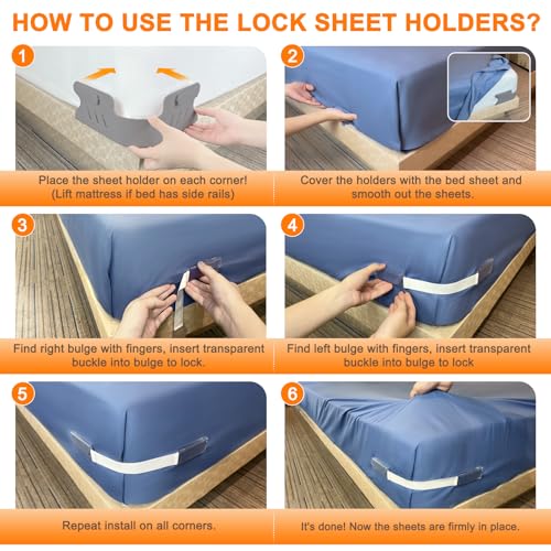 Heavy Duty Bed Sheet Holders for Corners - Anti-Slip Sheet Straps (Set of 4)