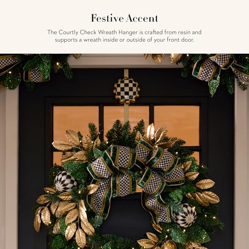Black and White Checkered Over the Door Wreath Hanger - 13x12 Inch