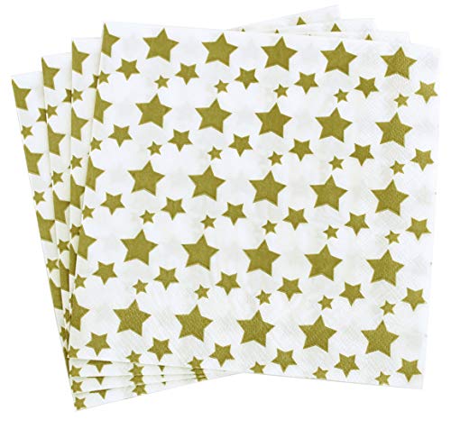 Gold Star Napkins - 6.5 Inch Gold Star Disposable Napkins, 40 Ct