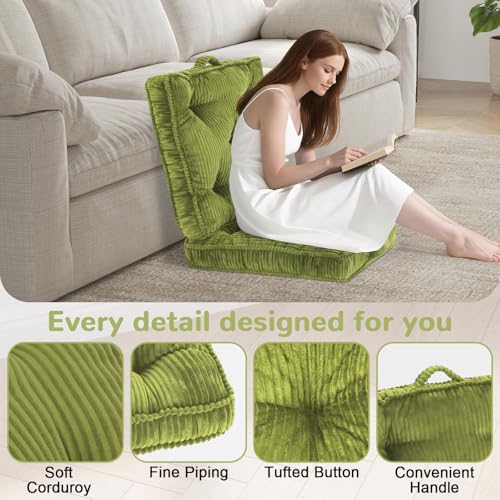 Tufted Corduroy Floor Cushion, 22x22 Square Meditation Pillow