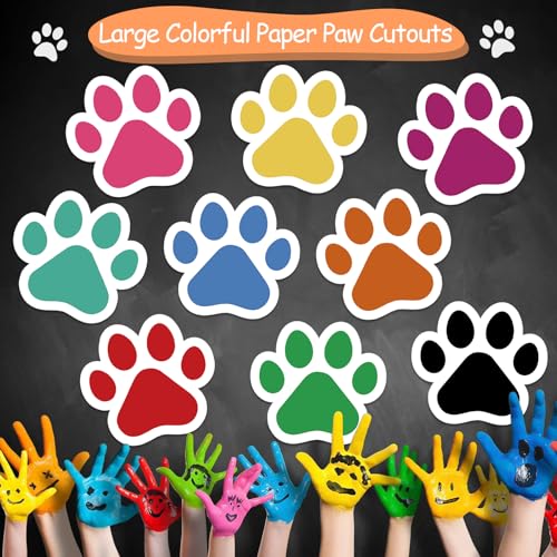 36 Pcs Colorful Paw Print Cutouts, Large Cardboard Bulletin Board Decor