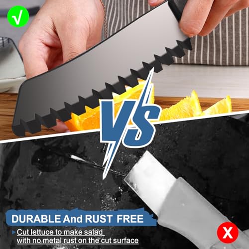 2-Piece Plastic Kitchen Knife Set with Serrated Blade for Kids and Fruit Cutting