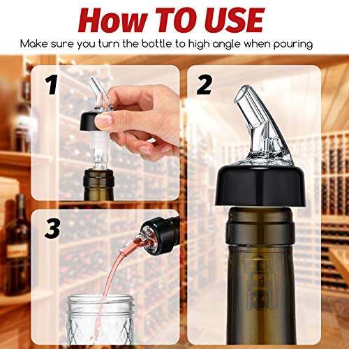 BBTO 40 Pack 30ml Clear Liquor Bottle Pourers with Caps - Auto Shot Spouts