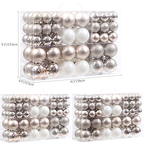 86-Piece Shatterproof Christmas Ornament Set, Champagne Hanging Baubles