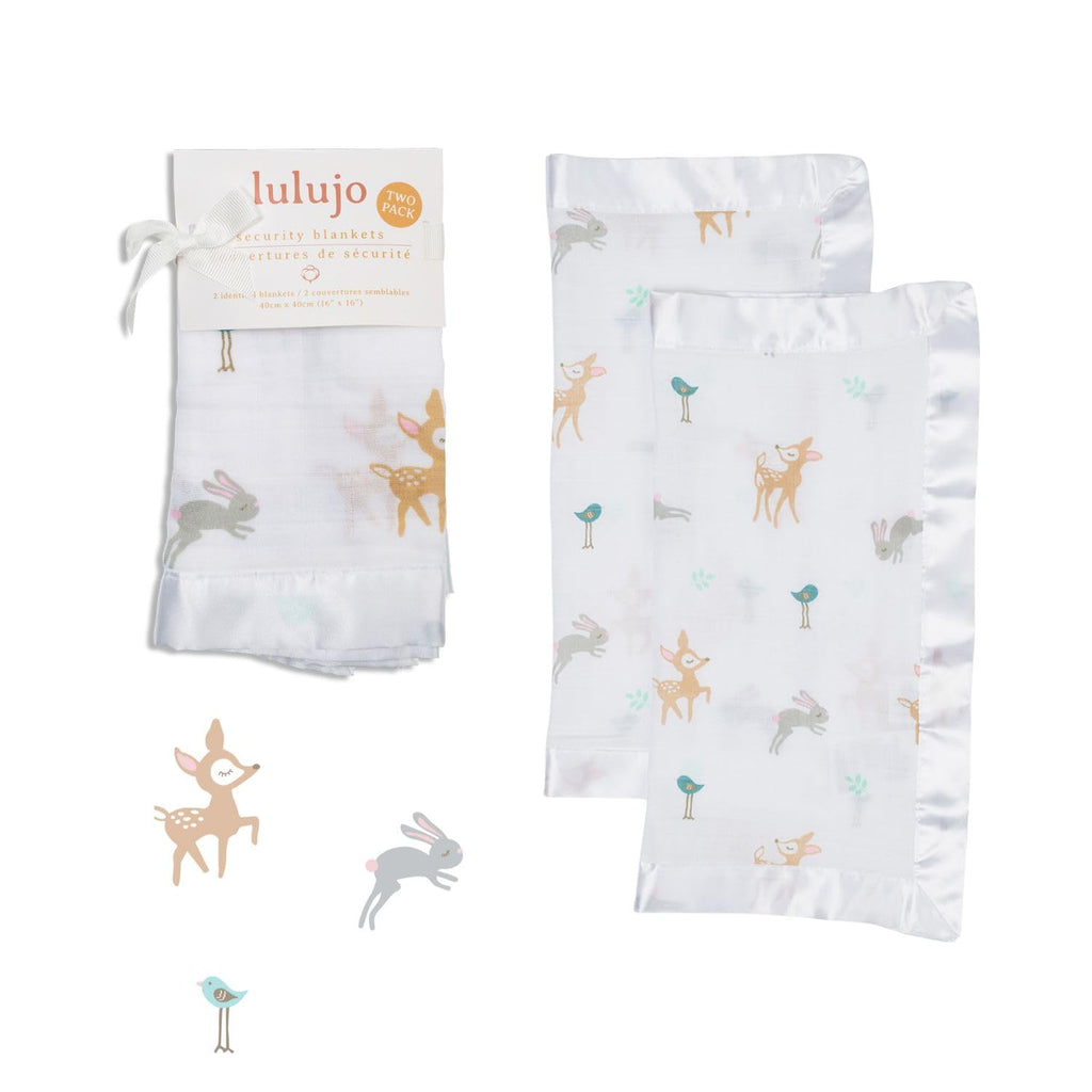 Lulujo Baby Cotton Muslin Security Blankets, Pack of 2, 16 x 16-Inches, Little Fawn