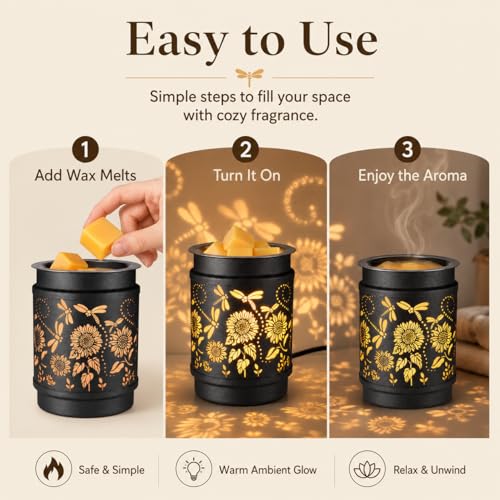 Sunflower Metal Wax Melt Warmer – Electric Fragrance Candle Oil Burner