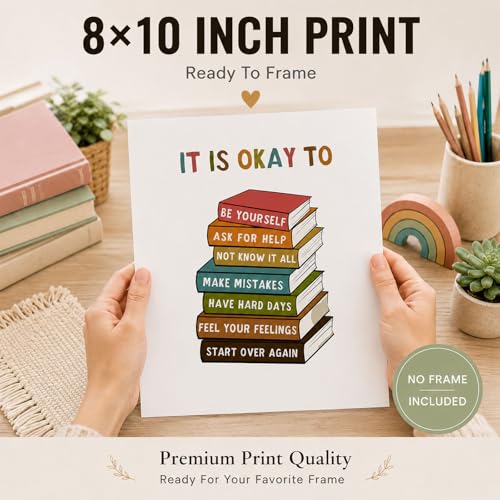 It Is Okay To Feel Poster Boho Classroom Sign 8x10 Unframed