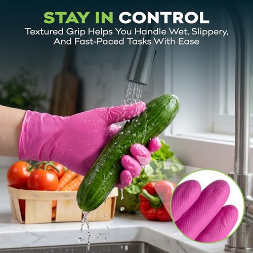 Hot Pink Nitrile Medical Exam Gloves - 3 Mil Powder & Latex Free