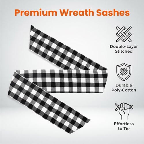 2 Pack Buffalo Plaid Wreath Sash Vintage Front Door Ribbon