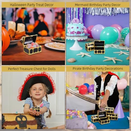 12-Pack Mini Plastic Pirate Treasure Chests for Kids Party Favors