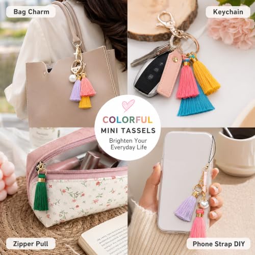 90 PCS Mini Tassels for Jewelry Making, 2.4cm Tiny Decorative Craft Charms