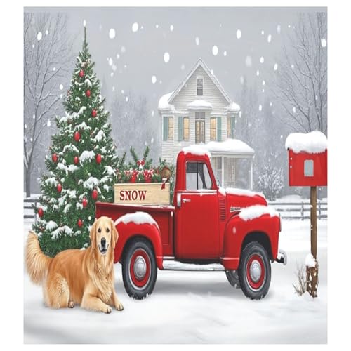 Christmas Truck Wamika Dishwasher Magnetic Cover - 23x26 in Fridge/Dishwasher Decor (Snow Scene)