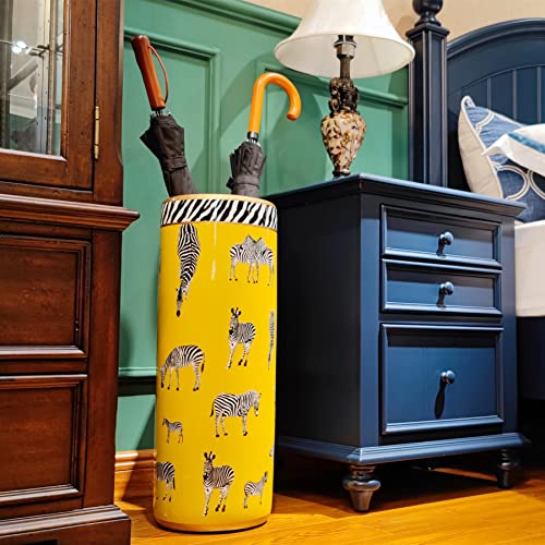 24-Inch Zebra Print Ceramic Umbrella Stand - Decorative Porcelain Floor Vase