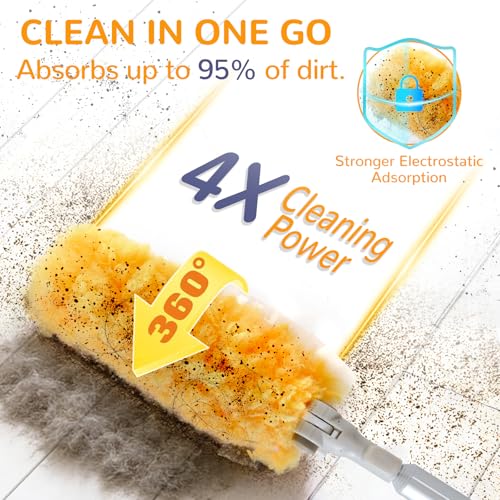 6ft Extendable Microfiber Duster Pole Kit with 50 Refills for High Ceilings