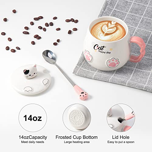 White Cat Mug Warmer & Coffee Mug Set - Portable Beverage Warmer with 3 Temp, Auto Shut-Off