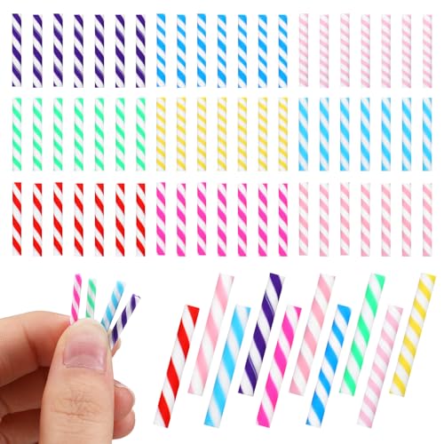 60pcs Christmas Candy Cane Ornaments Mini Plastic Decorations for Tree & Crafts