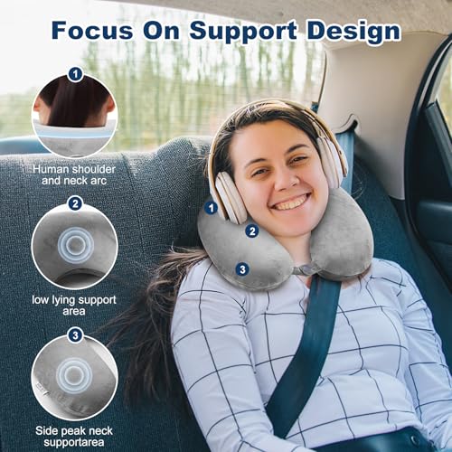 Travel Pillow - 100% Pure Memory Foam U-Shaped Neck Support