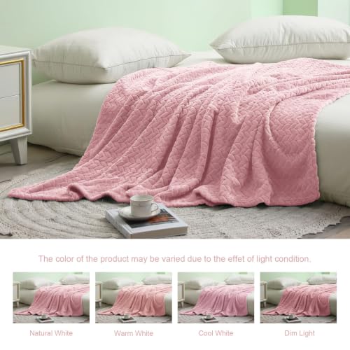 Cozy Fluffy Fleece Bed Blanket - Queen Size, 90"x90", Pink