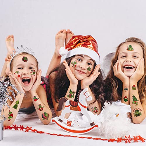 12 Sheets Christmas Temporary Tattoos - Water-Resistant Xmas Tattoo Stickers for Holidays