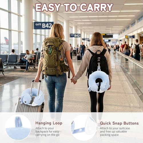 Memory Foam Travel Neck Pillow - 360-Degree Support for Car & Airplane