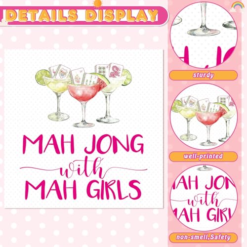 Gueevin 30 Pcs Mahjong Cocktail Napkins Funny Party Supplies, Paper, Vivid Print