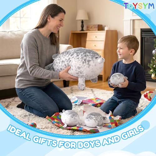 20-inch Chubby Blob Seal Plush Pillow with 4 Removable Baby Seal Toys
