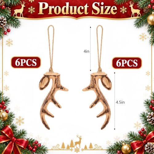 C Style 12 Pcs Artificial Deer Antler Christmas Tree Ornaments Rustic Decor