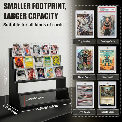 5-Tier Wooden Graded Trading Card Display Stand for Sports Cards