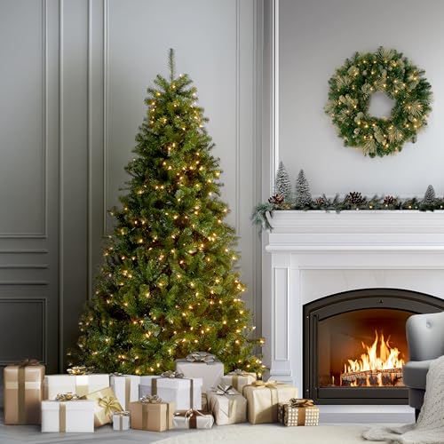 7ft Pre-Lit Artificial Spruce Christmas Tree with 500 Clear Lights & Stand