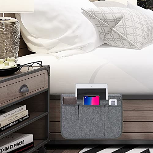 Bedside Caddy Storage Organizer for Bed, Sofa, and Dorm - Dark Grey