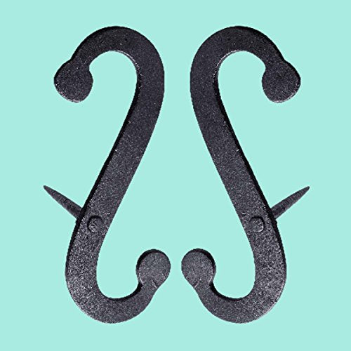 6.25-inch S-Shaped Wrought Iron Shutter Dogs - Black Decorative Pair