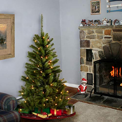 4ft Pre-Lit Canadian Fir Christmas Tree with 100 Clear Lights - Full Bodied, Lifelike Holiday Decor