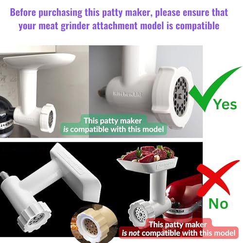 Automatic Burger Patty Maker Attachment with 5 Adapter Tubes