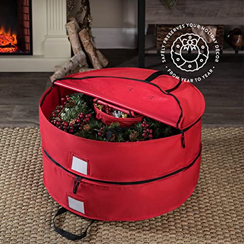 30-Inch Christmas Wreath Storage Bag Oxford Fabric Dual Zipper