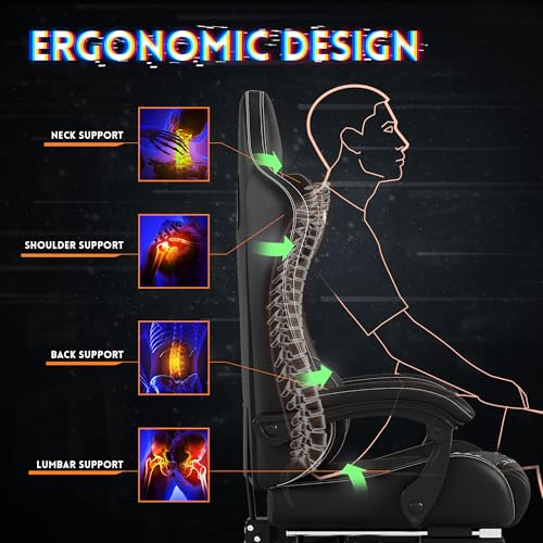 Big and Tall Gaming Chair, 400lb Capacity Ergonomic Office Chair with Footrest