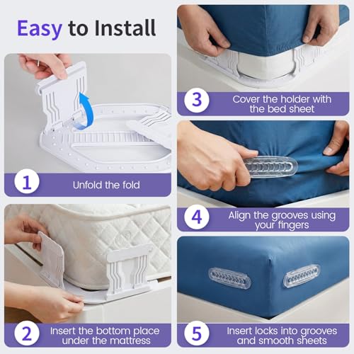 Foldable Bed Sheet Holder Clips - 4 Pack Non-Slip Mattress Fasteners