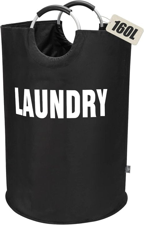 DOKEHOM 160L XX-Large Laundry Basket - Collapsible & Foldable Hamper in Black | 7 Color Options Available