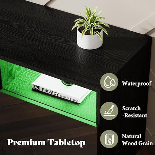 80-Inch Fireplace TV Stand with 40-Inch Electric Fireplace and LED Lights