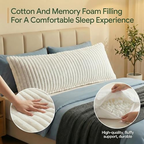 Faux Fur Body Pillow with Shredded Memory Foam - 20x54 Inch