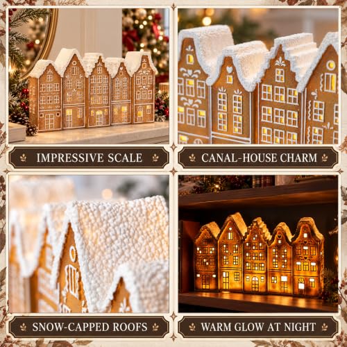 Lighted Gingerbread House Christmas Decor - Indoor Holiday Village Scene