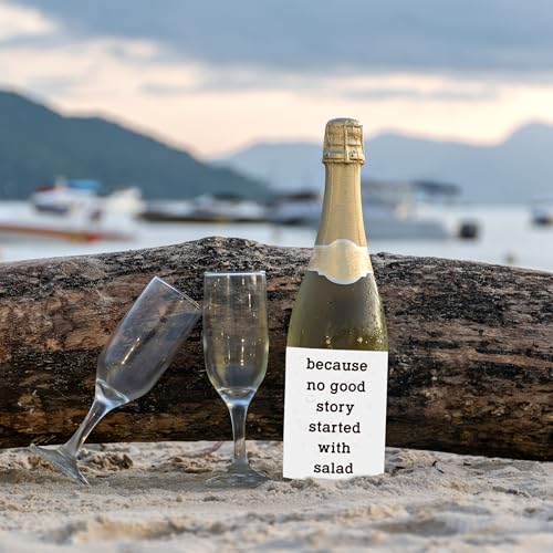 SDLSETW 8 Pcs Funny Wine Bottle Labels 4x5 Inch - White Gift Stickers for Weddings & Parties