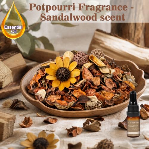 Sandalwood Scented Potpourri Bowl Filler Set with Essential Oil