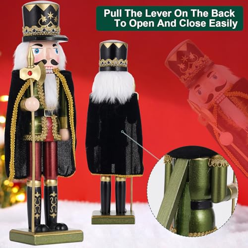 2-Piece Wooden Christmas Nutcracker Soldier Figures - 38cm Holiday Decor