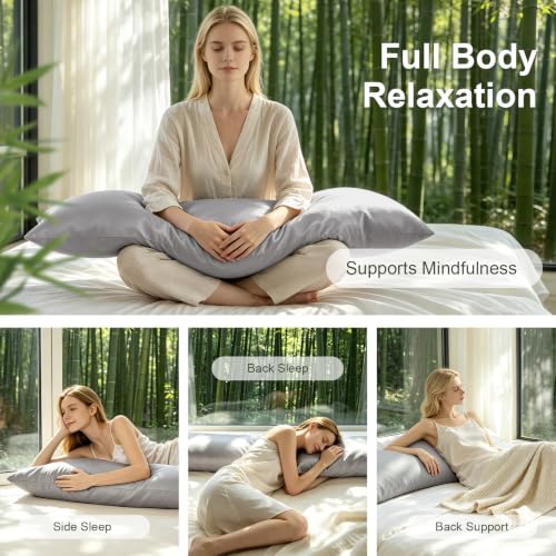 Cooling Weighted Body Pillow - Bamboo Cover, 48" x 14", 8.5lbs