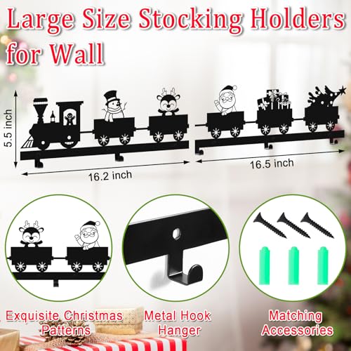 33-Inch Metal Christmas Stocking Holder with 5 Hooks for Fireplace Mantel