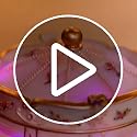 Rotating Carousel Music Box with LED Lights, Pink Resin Tabletop Decor