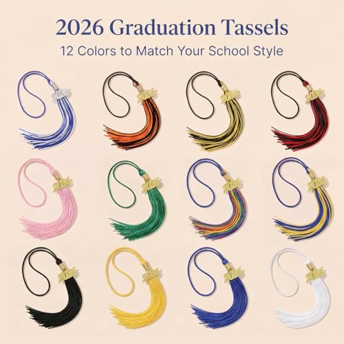 2026 Graduation Tassel with Gold Year Charm - Blue and White Cap Accessory