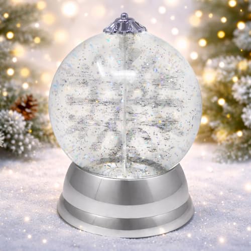 Christmas Lighted Snow Globe - 6.5" LED Spinning Snowflake Water Globe